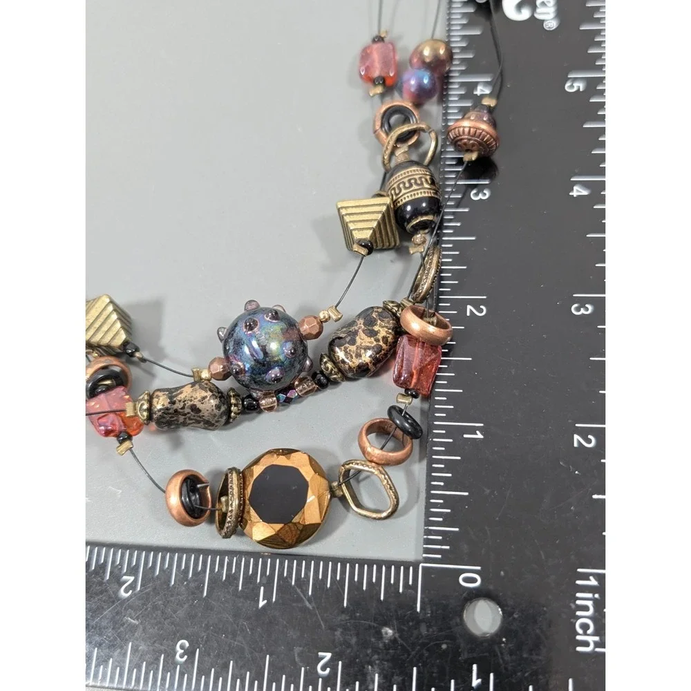 Multi Strand Beaded‎ Necklace Glass Acrylic Mixed Media Eclectic Artsy 22
